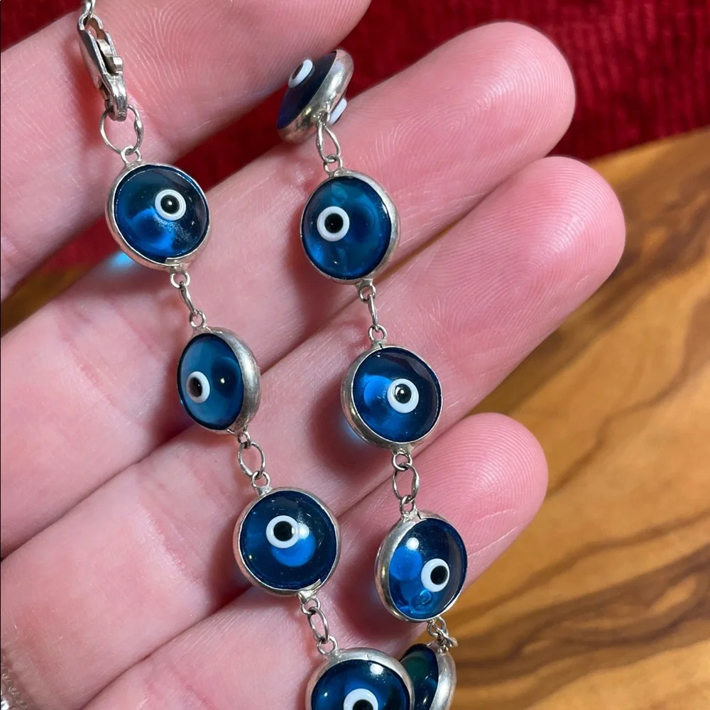 Vintage Sterling Silver Evil Eye Bracelet